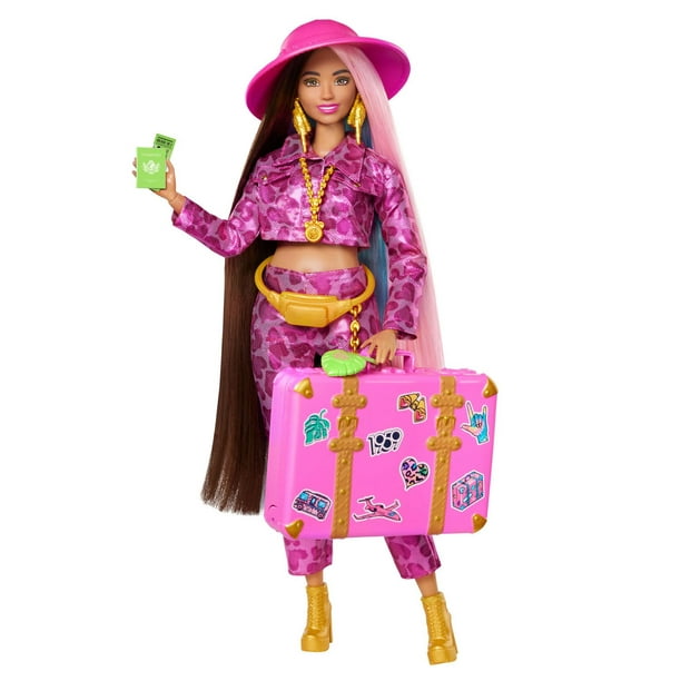 Barbie Extra Minis Travel Doll with Safari Fashion, Barbie Extra Fly Small  Doll, Animal-Print Outfit with Accessories