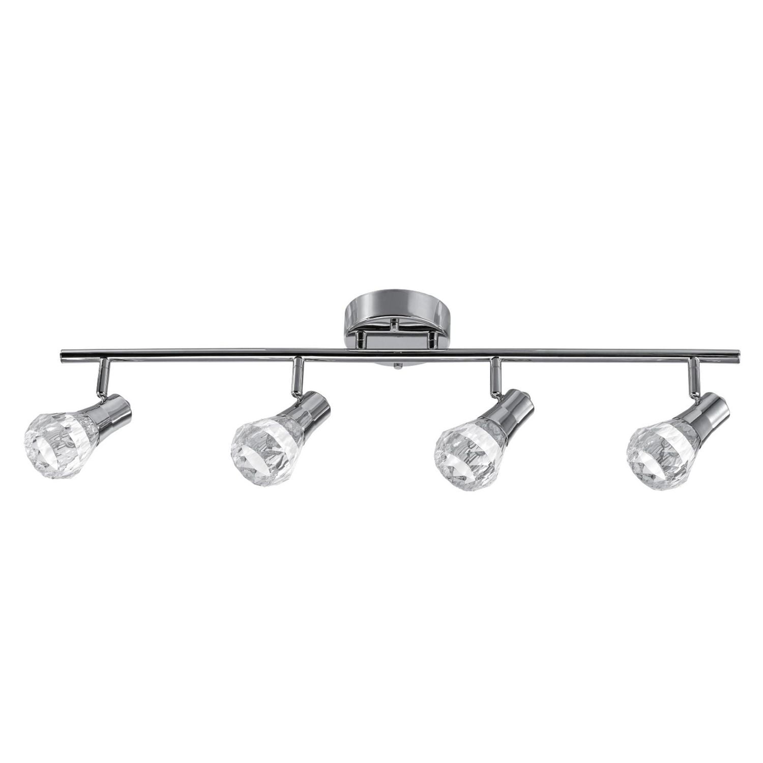Mia 4Light Track Lighting, Chrome, Acrylic Diamond Shade, 18W