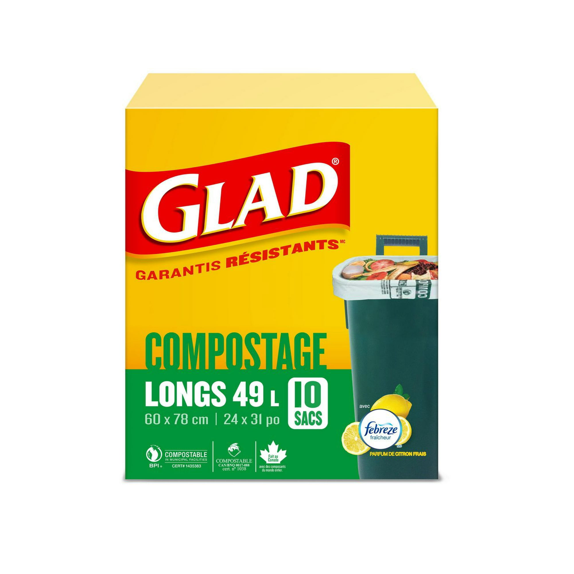 Glad White Garbage Bags - X-Small 15 Litres - Febreze Fresh Clean