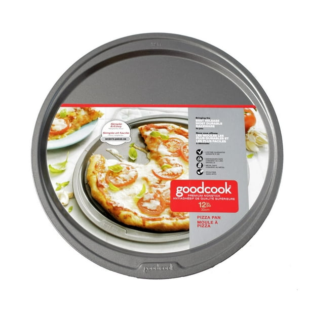 Plaque à pizza Les essentiels en acier antiadhésif de GoodCook, 12 po, grise Plaque à pizza en acier antiadhésif