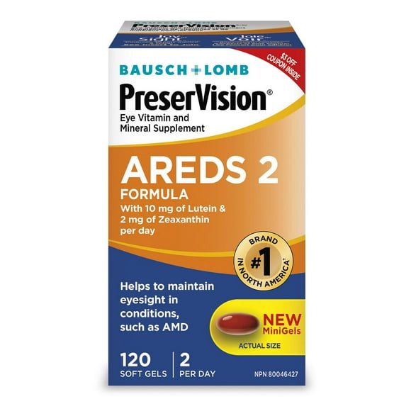 Bausch + Lomb PreserVision Eye Vitamin and Mineral Supplement Soft Gel Capsules, 120 soft gel capsules