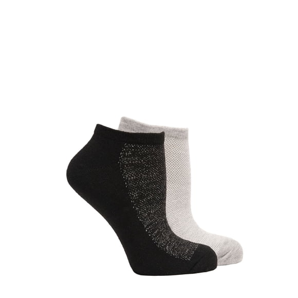 George Women's 2 Pack No Show Sock with Mesh And Lurex Top