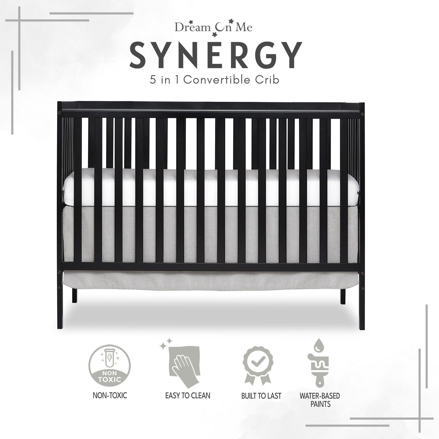 Dream On Me Synergy 5 in 1 Convertible Crib Greenguard Gold Certified