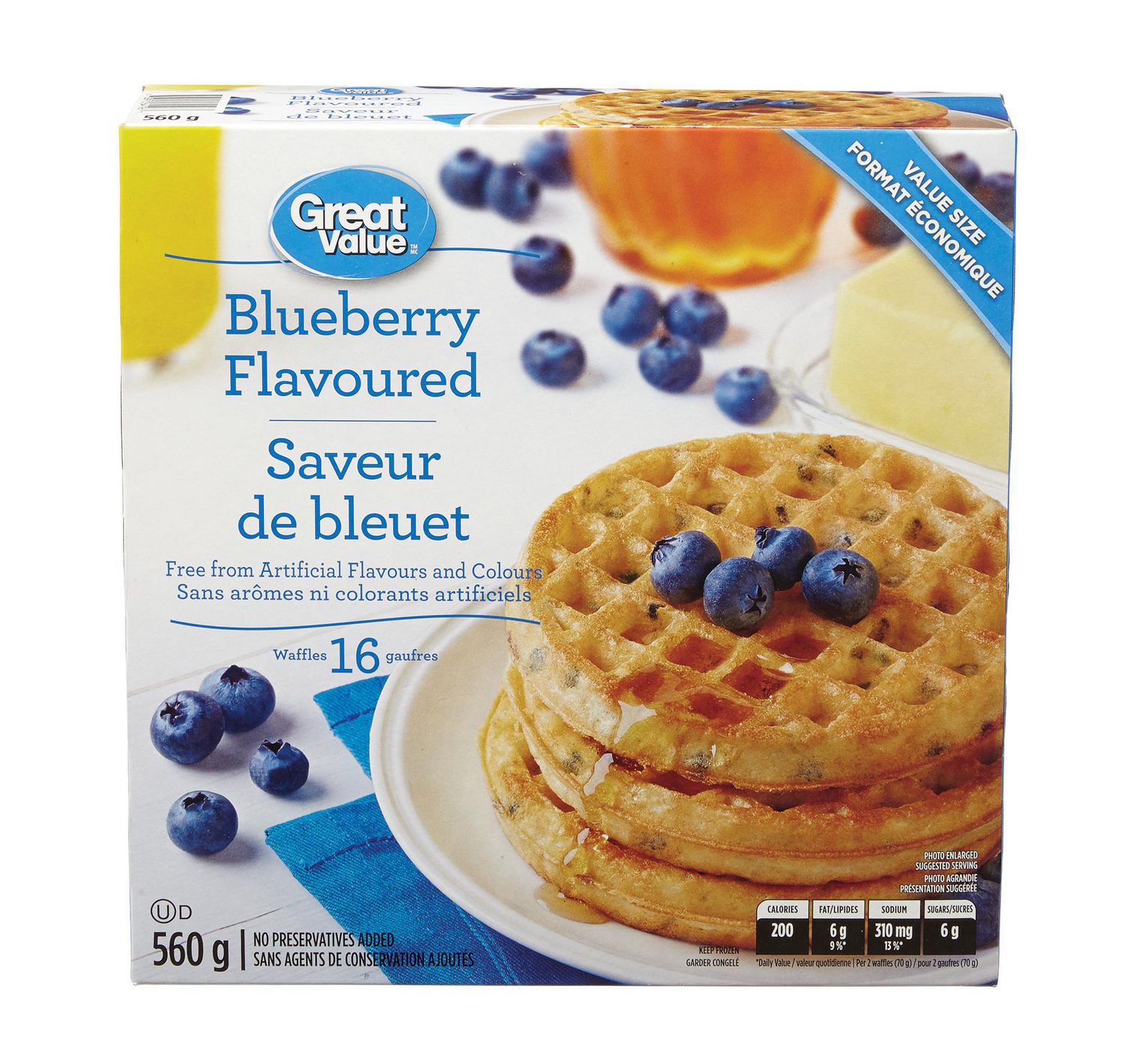 Great Value Blueberry Flavoured Waffles Walmart Canada