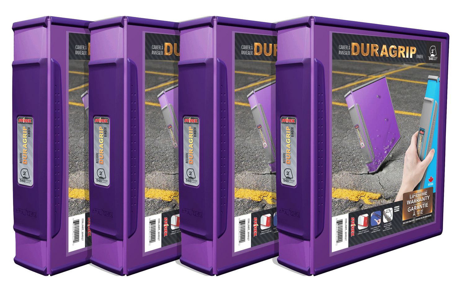 Storex Duragrip View Binder Hard Cover / 2"Inch & D Ring/ Purple (4