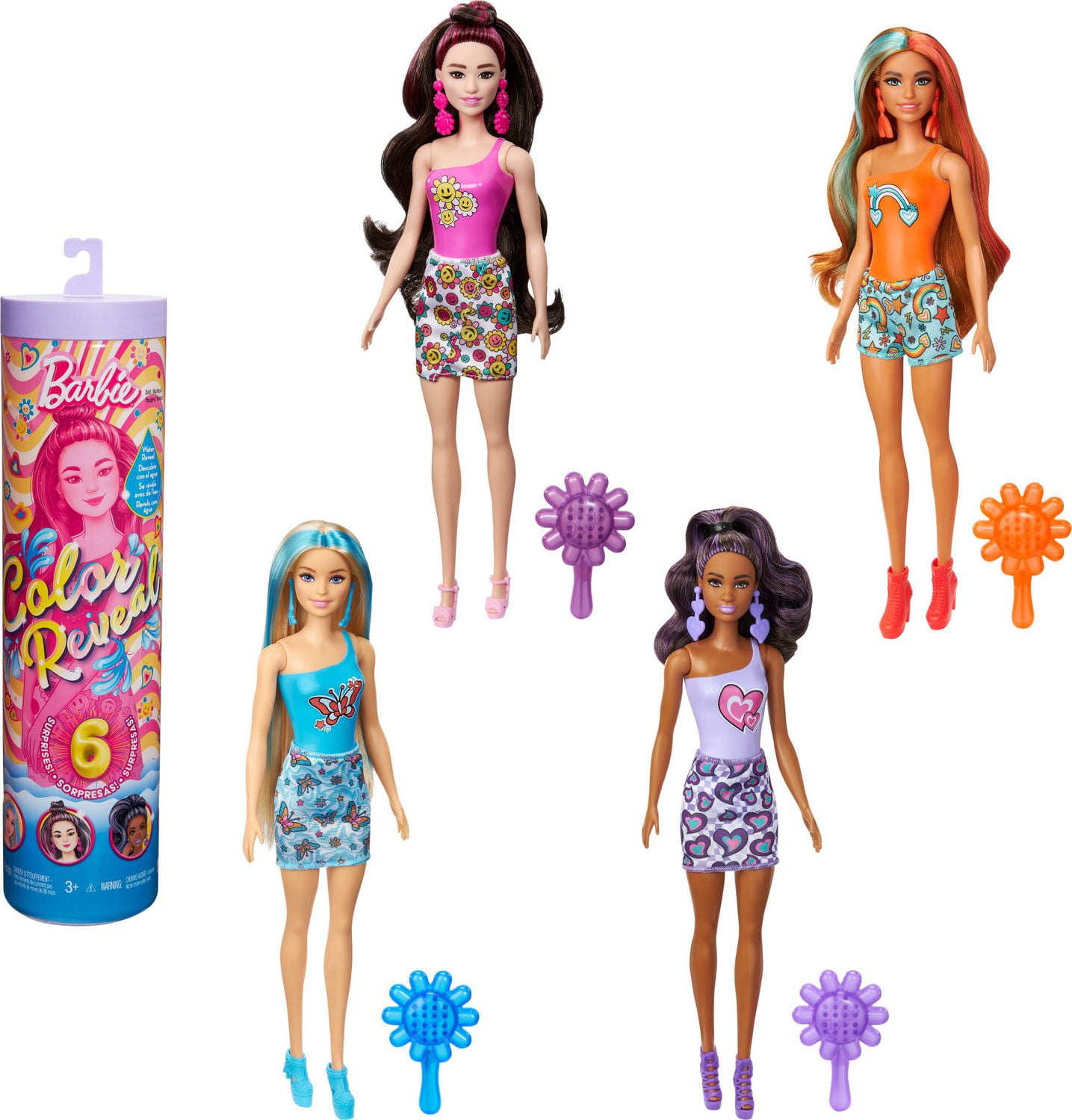 Barbie Color Reveal Rainbow Series Doll Accessories with 6 Surprises Color Change Bodice