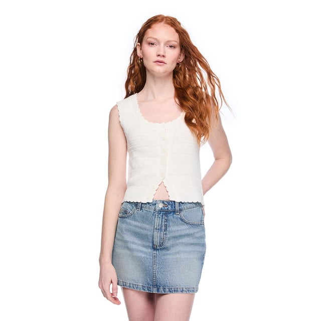 Wild Skye Women's Scalloped Button-Front Tank Top
