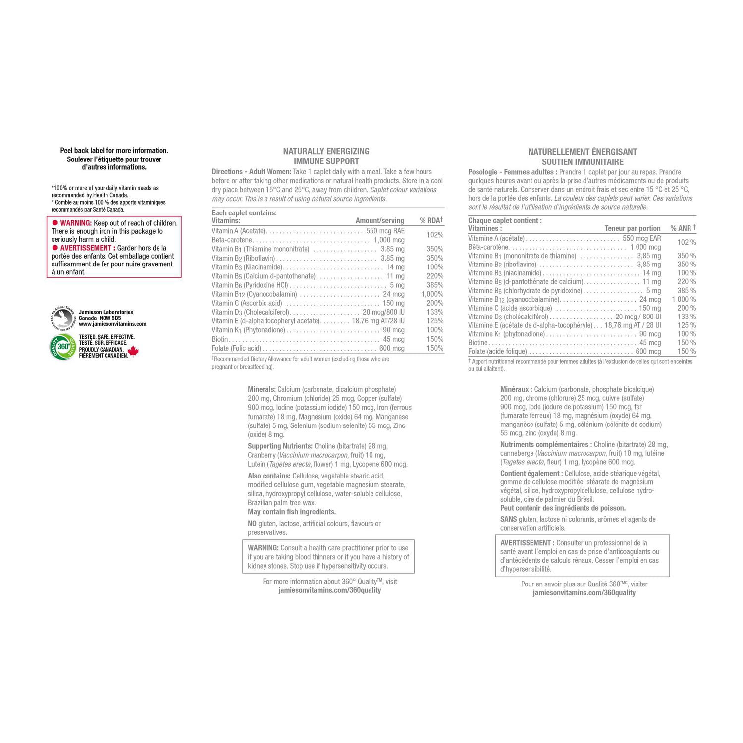 Jamieson Multivitamine complète à 100 % pour femmes 115 caplets