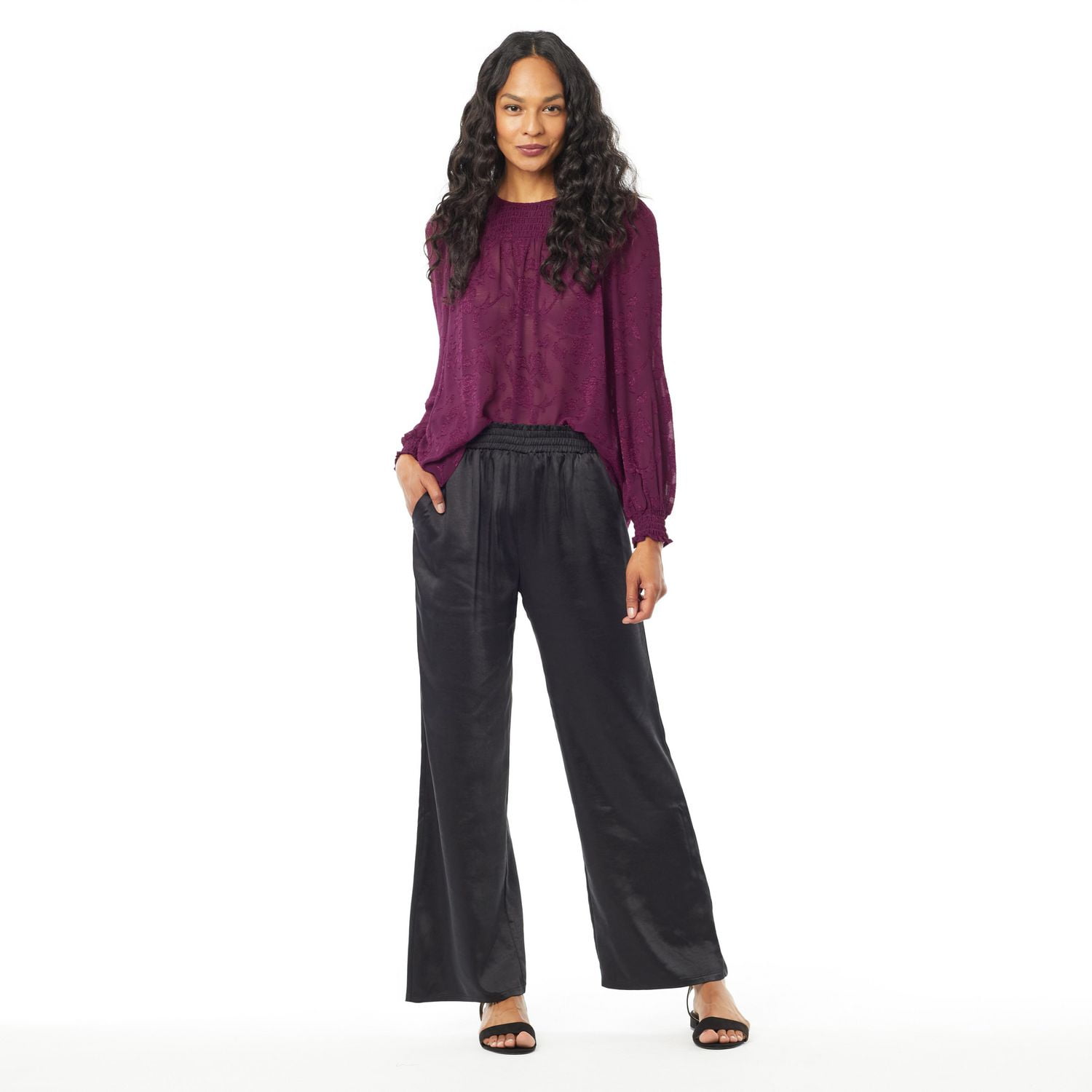 IVY Women's Satin Wide Leg Pant
