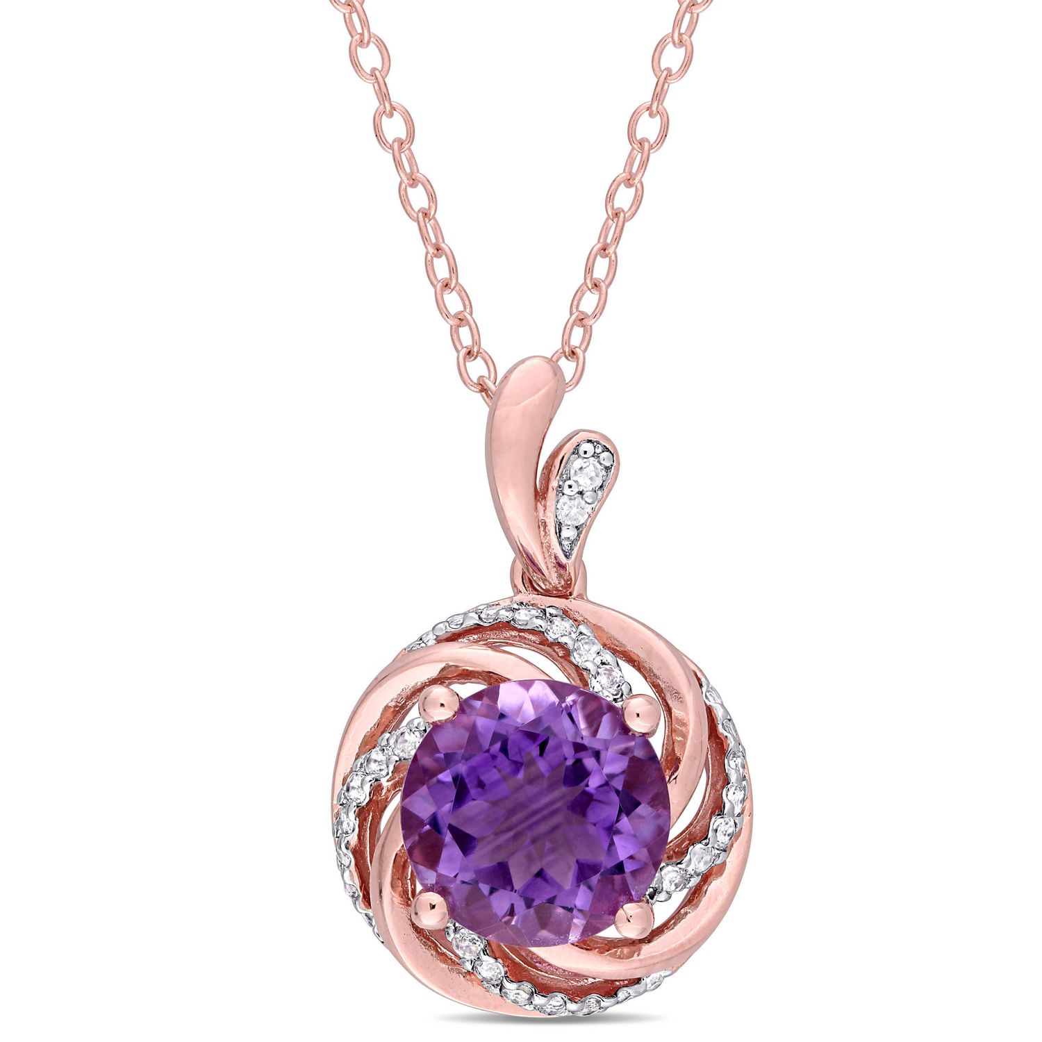 Tangelo 1-5/8 Carat T.G.W. Amethyst and White Topaz Diamond-Accent Rose ...