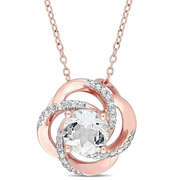 Collier torsadé Miabella avec topazes blanches 2-3/5 CT PBT en argent sterling plaqué de rhodium rosé, 18 po