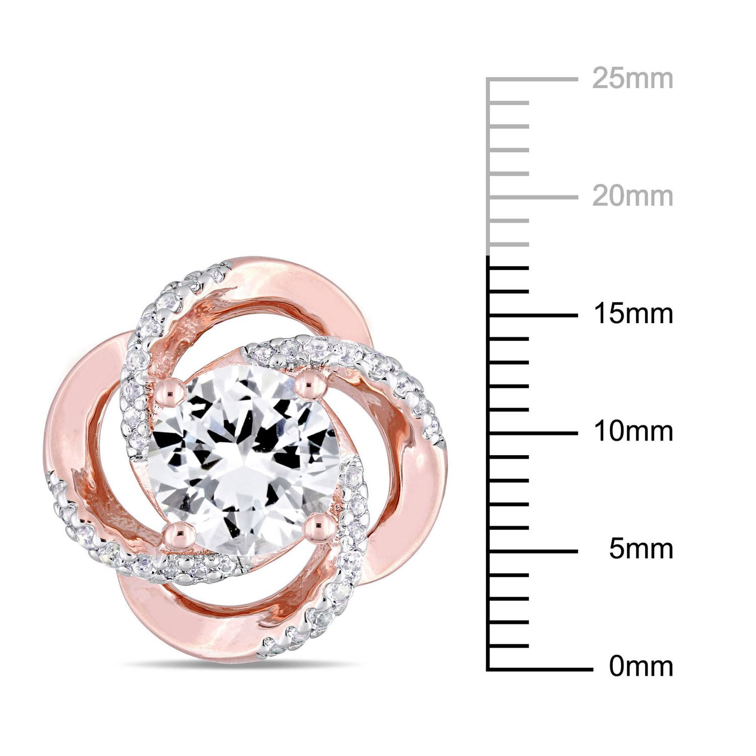 Miabella 5-1/7 Carat T.G.W. White Topaz Rose Rhodium-Plated Sterling Silver Swirl Stud Earrings