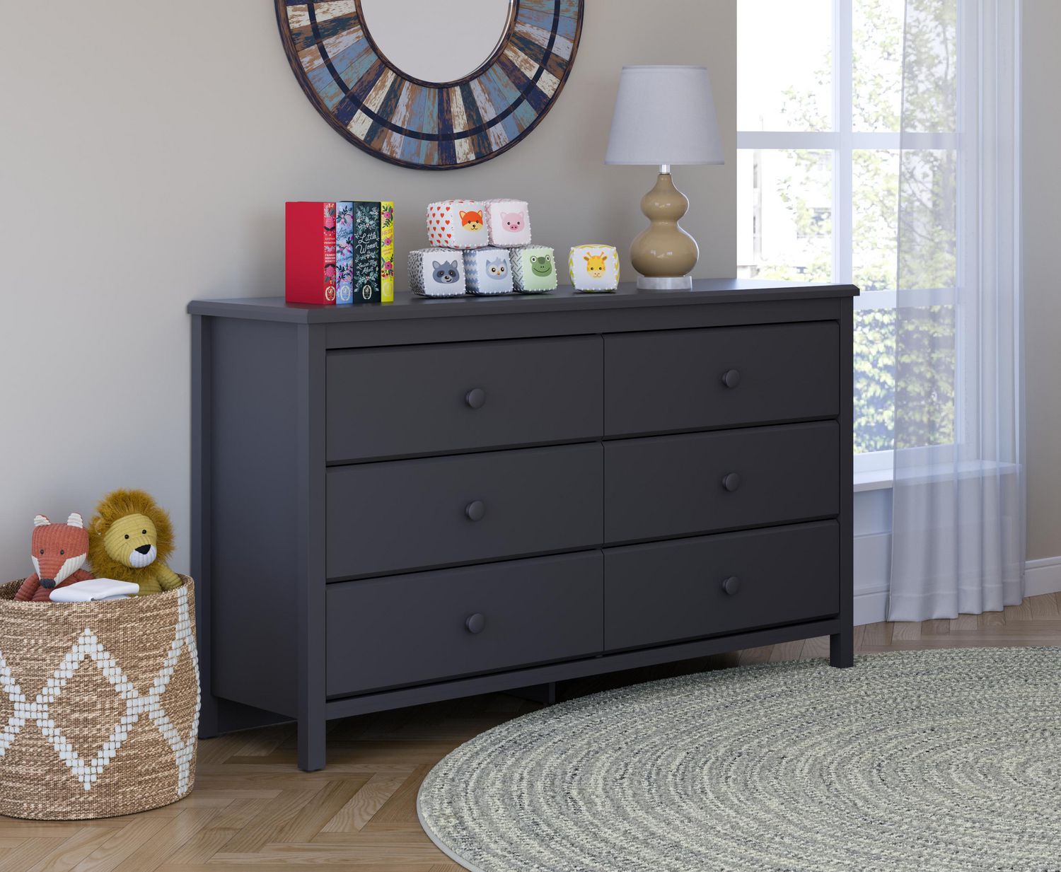 alpine 6 drawer double dresser