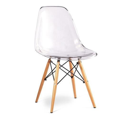 Chaise transparente Eames DSW de Nicer Furniture à jambes en métal