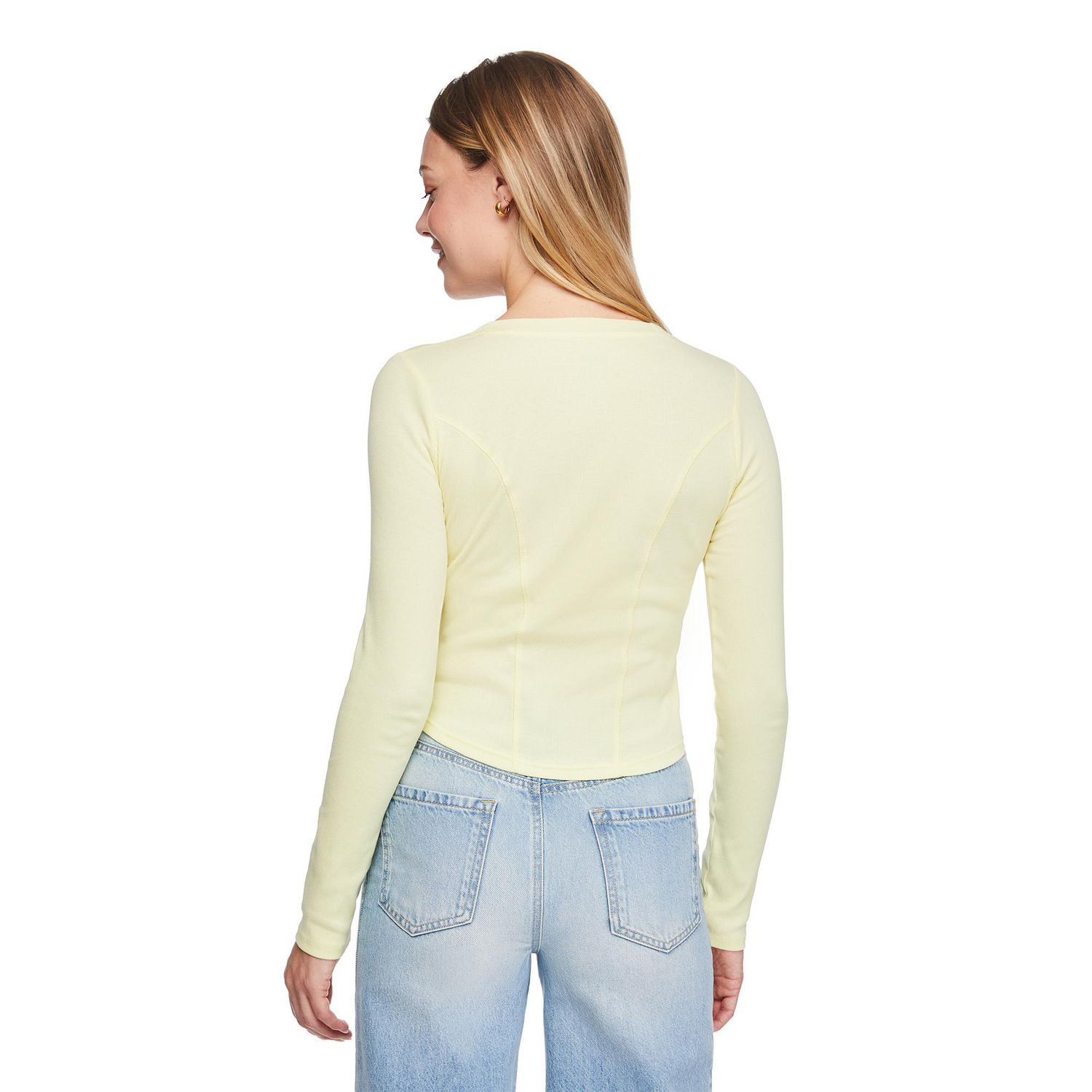 No Boundaries Women's Long-Sleeve Henley T-Shirt