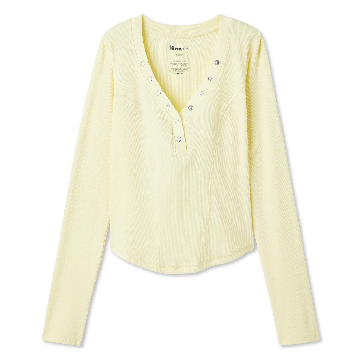 No Boundaries Women's Long-Sleeve Henley T-Shirt