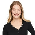 thumbnail image 4 of No Boundaries Women's Long-Sleeve Henley T-Shirt, 4 of 6