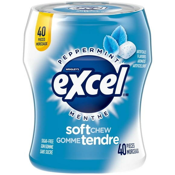 EXCEL, Peppermint Sugar Free Soft Chew Gum, 40 Pieces, 1 Bottle