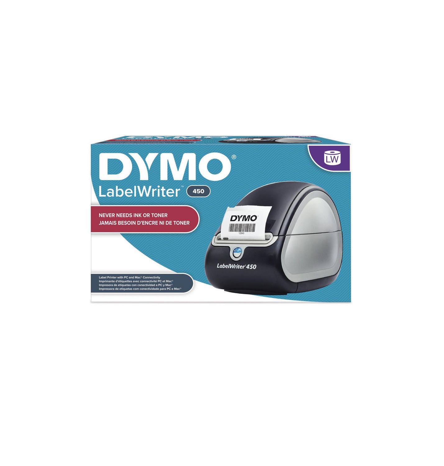  Etikettendrucker Dymo Labelwriter 450  direkt Wärme, 600 x 300 DPI, Schwarz, Silber, USB 2.0, Seriell, Windows XP/Vista/7 Mac OS v10.4, Dymo Label 8