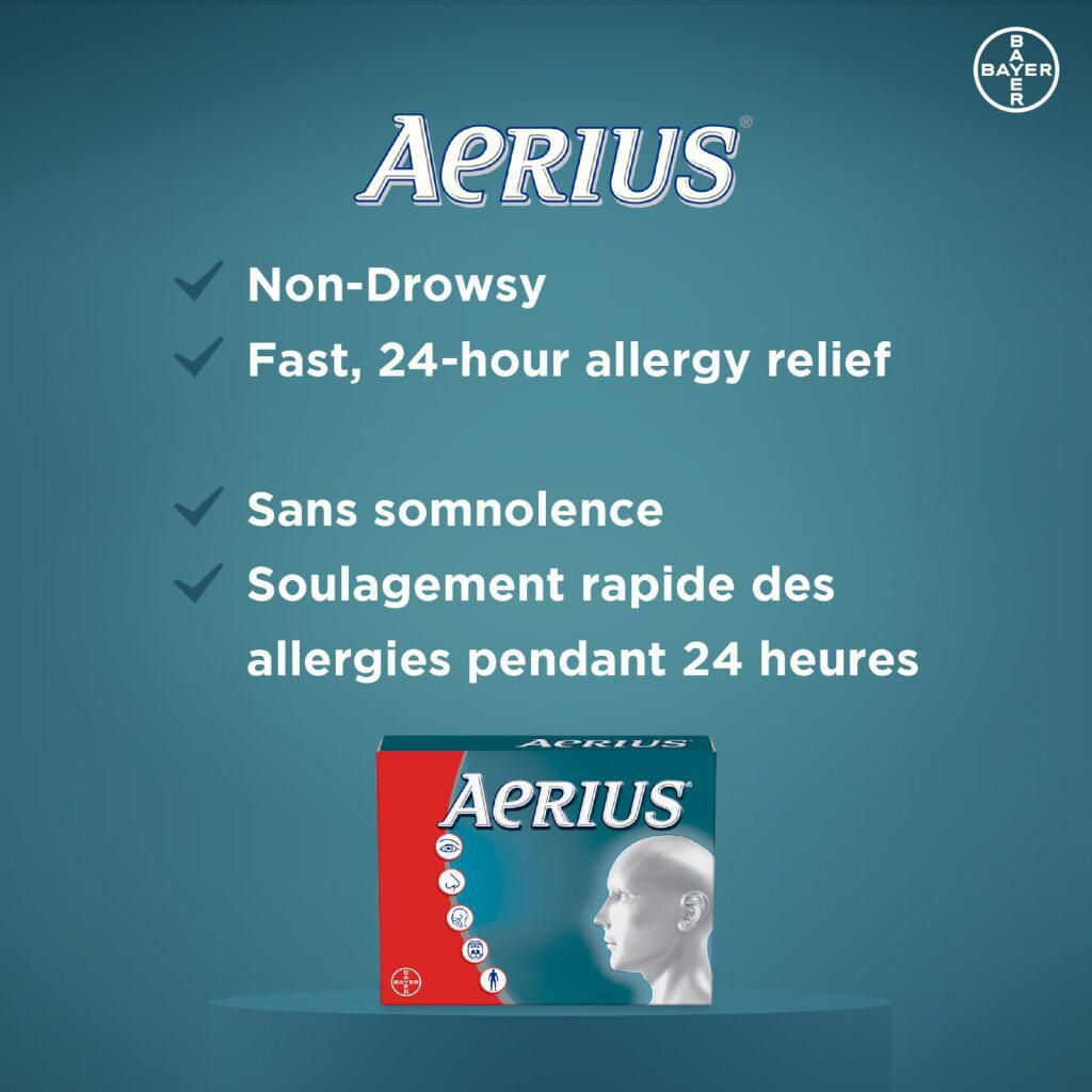 AERIUS Allergy Medicine, Fast Relief, 24-Hour, Non-Drowsy, 15 Symptoms