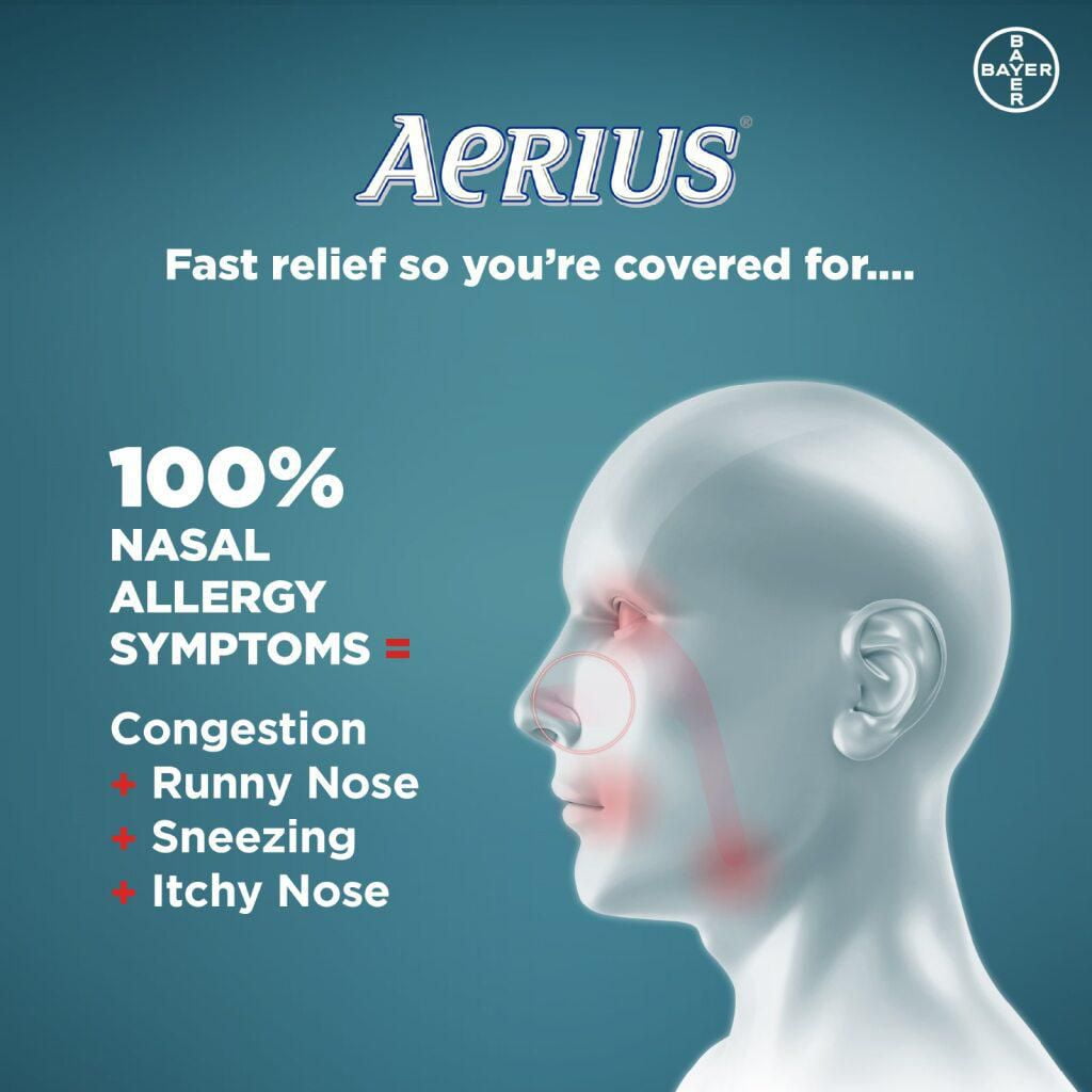 AERIUS Allergy Medicine, Fast Relief, 24-Hour, Non-Drowsy, 15 Symptoms