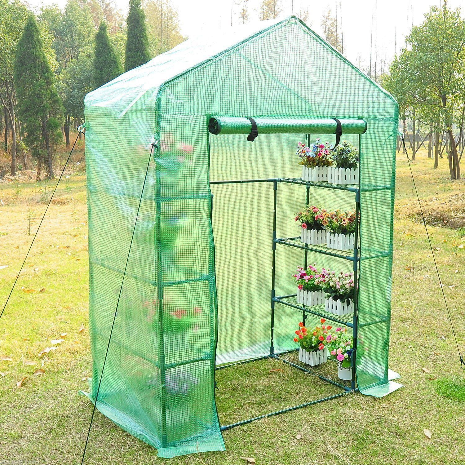 Outsunny Portable 4Tier Warm Pop up Plants And Flower Greenhouse with