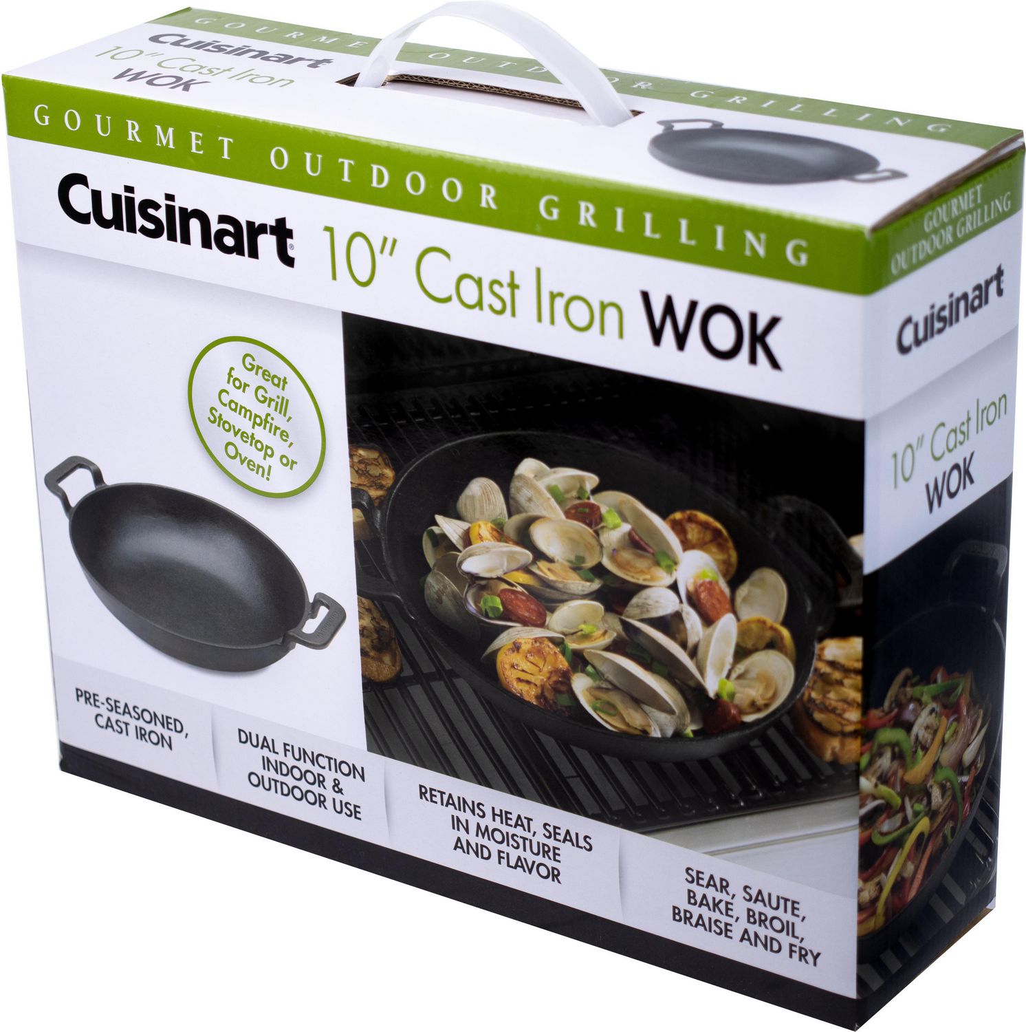 Cuisinart 10 in. Cast Iron Wok for Grill, Campfire, Stovetop, or Oven  CCW-800 - The Home Depot