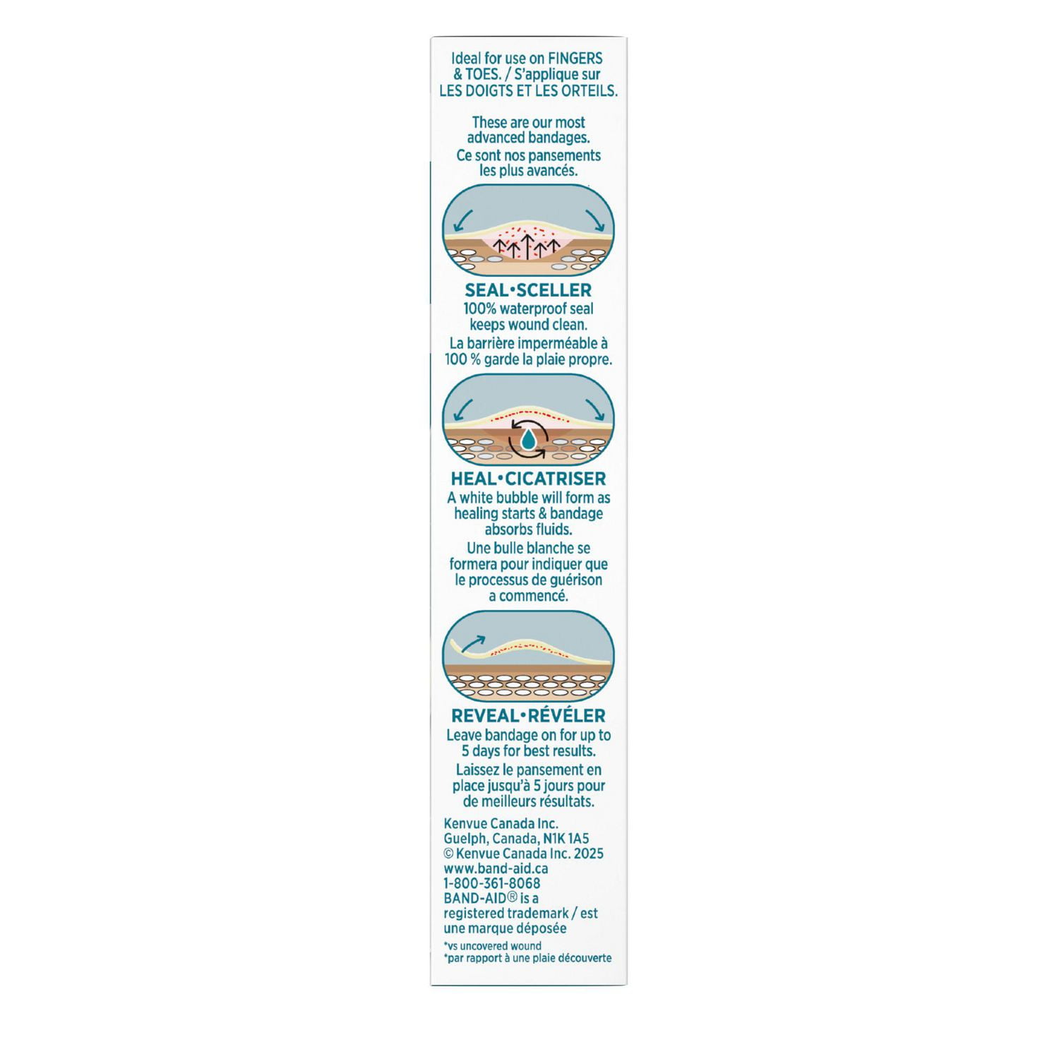 Band-Aid Brand Hydro Seal Ultra-Thin Hydrocolloid Bandages for Advanced Healing, 100% Waterproof Adhesive Bandages for Wound Protection, Fingers & Toes, 10 count