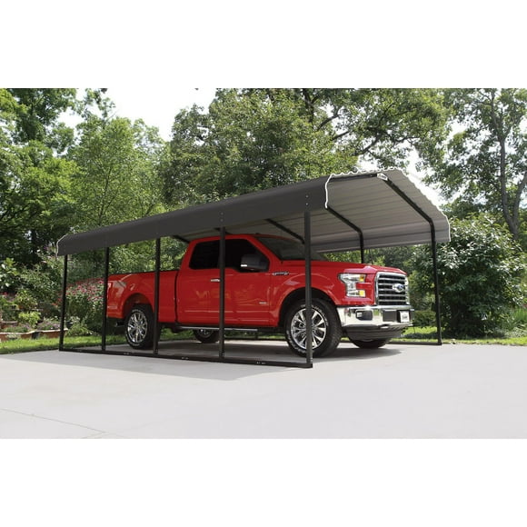 Steel Carport 12 x 20 x 7 ft. Galvanized Black/Charcoal