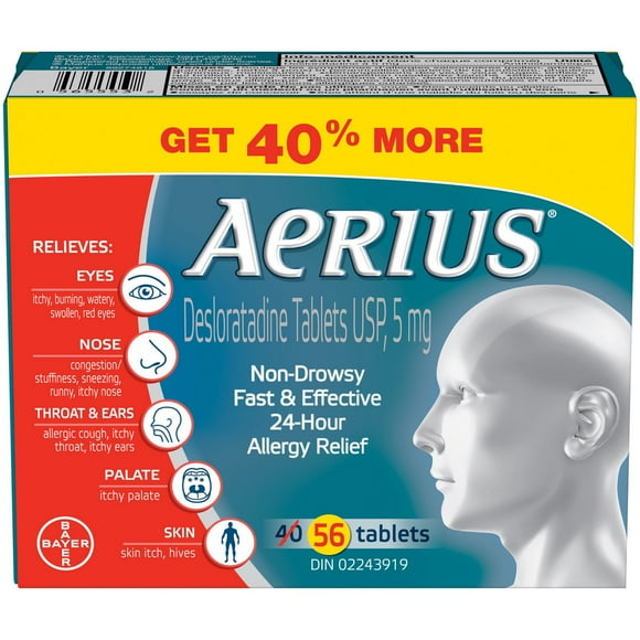 AERIUS Allergy Medicine, Fast Relief, 24-Hour, Non-Drowsy, 15 Symptoms