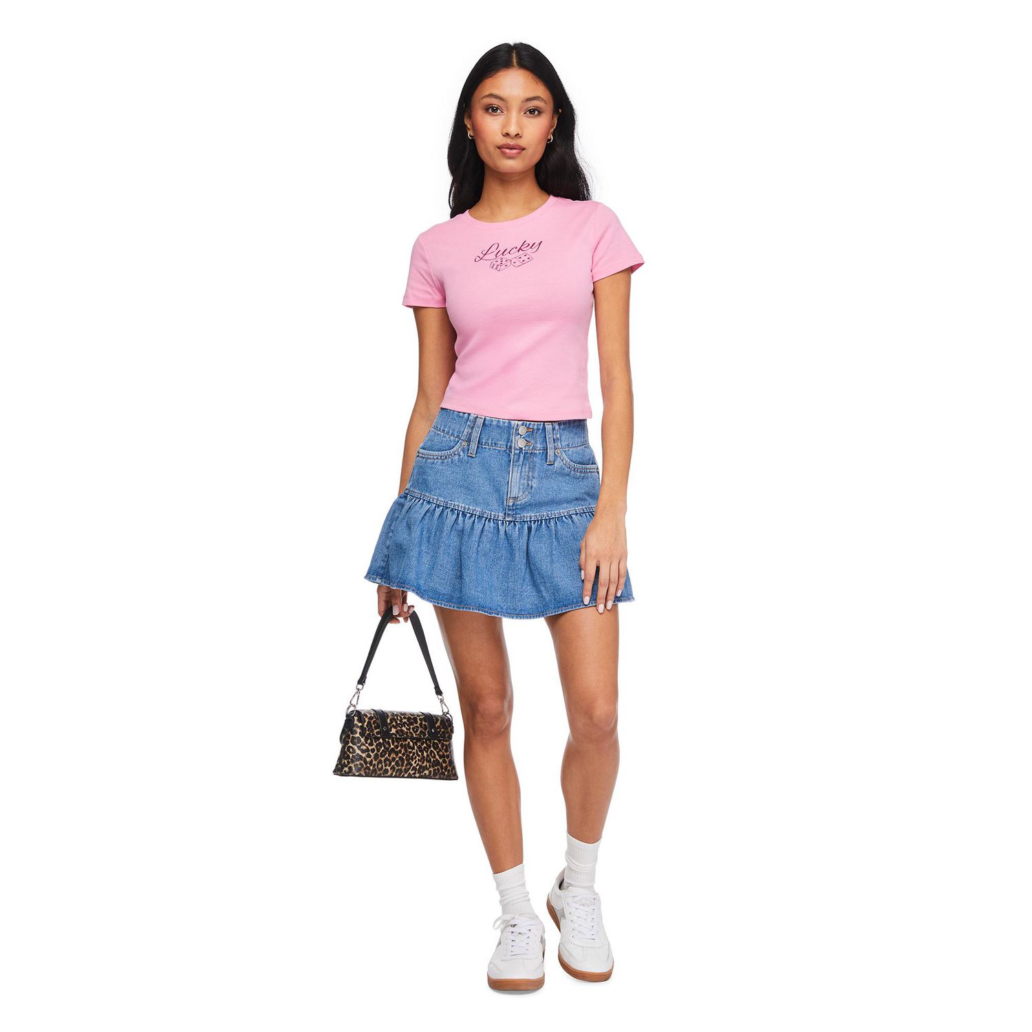 Jupe en denim à volants No Boundaries pour femmes