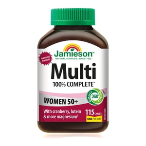 Jamieson 100% Complete Women 50+ Multivitamin Caplets with Cranberry and Lutein, 115 Count