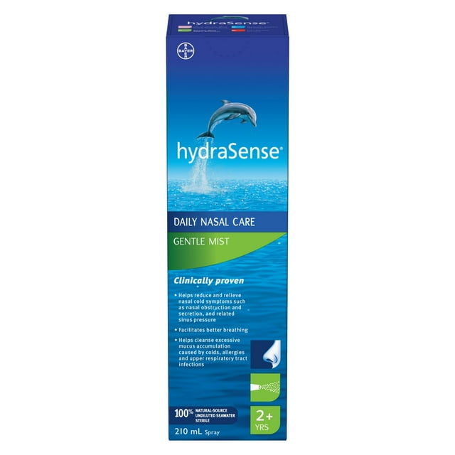 hydraSense Gentle Mist Nasal Spray, Daily Nasal Care, 100% Natural Source Seawater, Preservative-Free