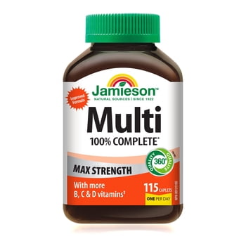 Jamieson 100% Complete Multivitamin Caplets, Max Strength, 115 Count
