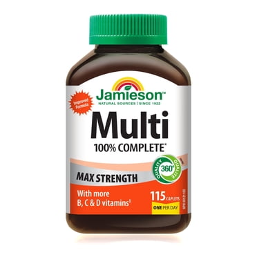Jamieson 100% Complete Multivitamin Caplets, Max Strength, 115 Count