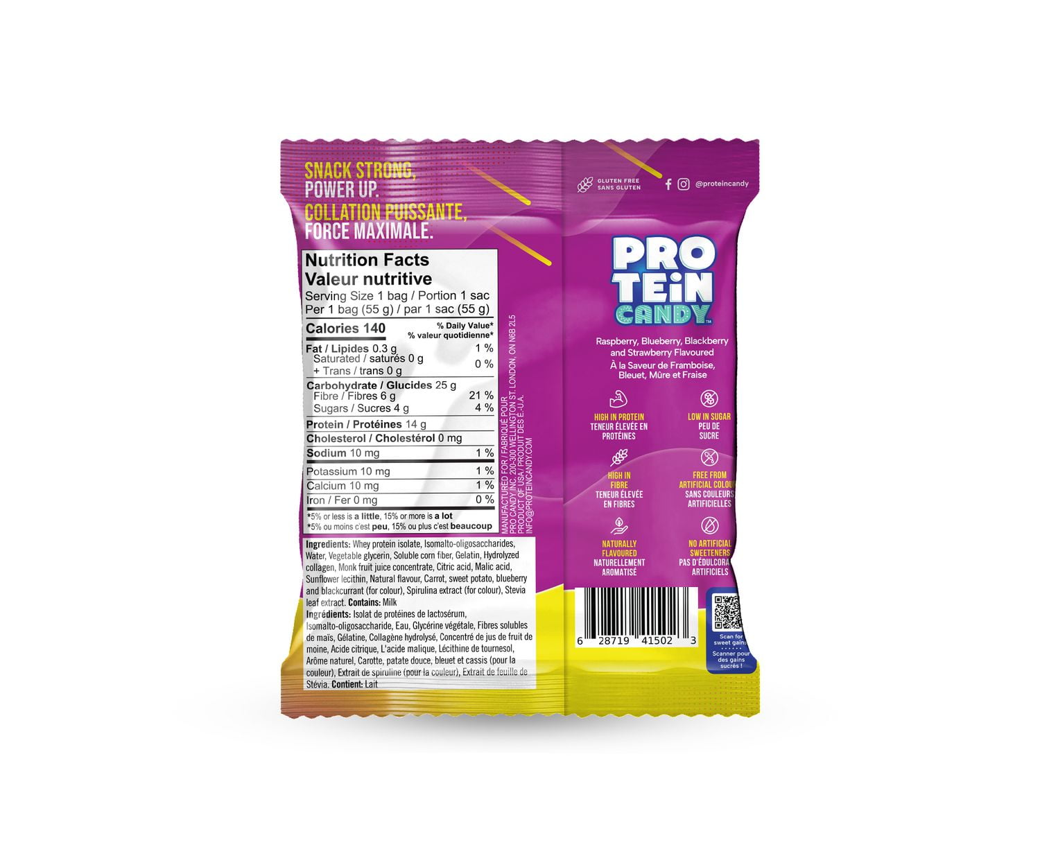 Protein Candy, Berry Punch, Chewy Candy with Protein, 55g