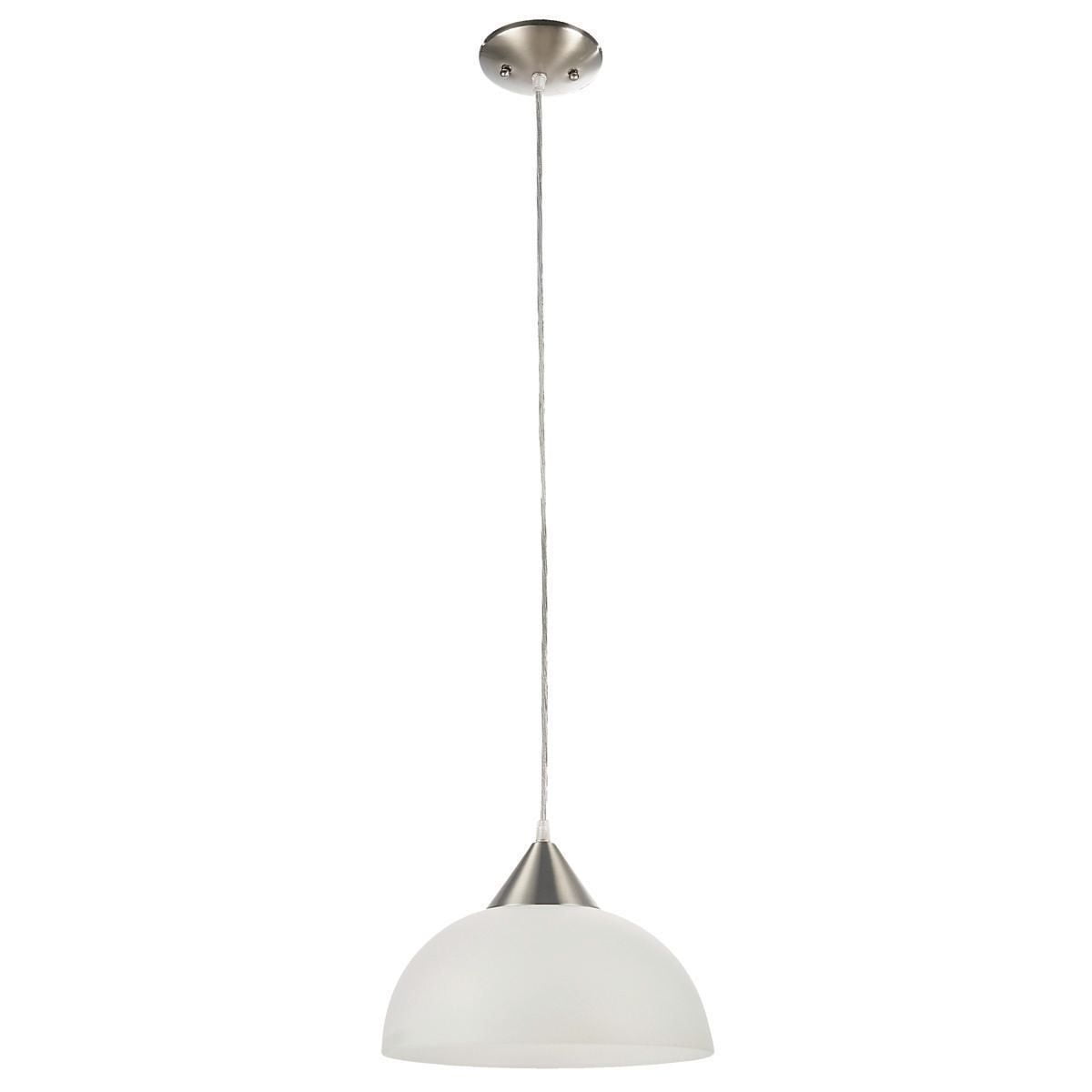 Globe Electric 65229 1 Light Hanging Pendant Fixture White Pendant Light Fixture White Fosted Shade With Brushed Steel Zoomed Image