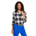 thumbnail image 1 of No Boundaries Women's Cropped Flannel Shirt, 1 of 6