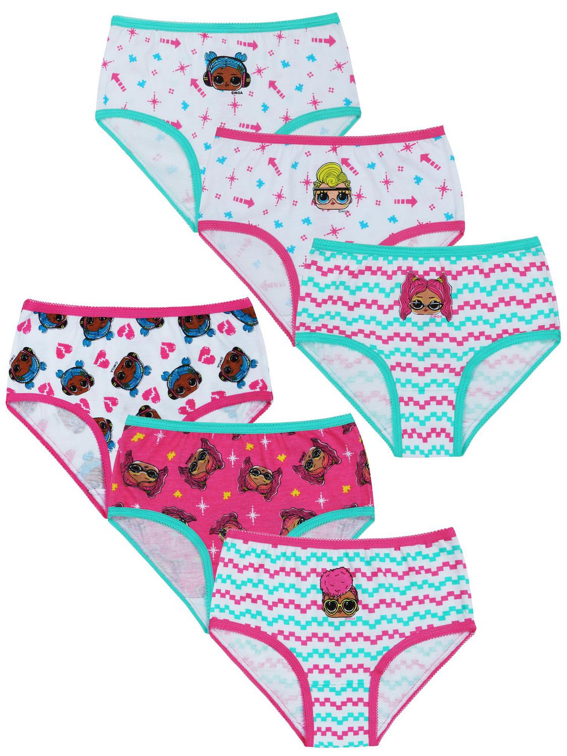 LOL Surprise! Girls' 100% Cotton Underwear 7-Pack Sizes 2/3t, 4t, 4, 6 and 8
