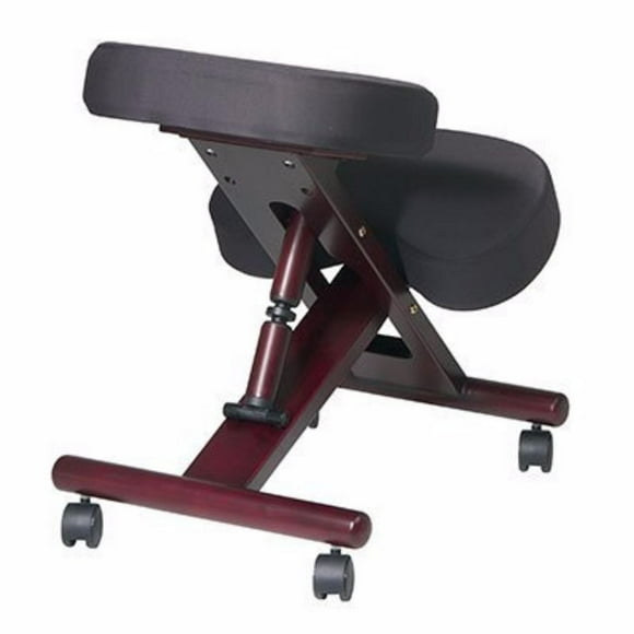Nicer Furniture Memory Foam Mahogany Wooden Frame Black Fabric Kneeling Chair