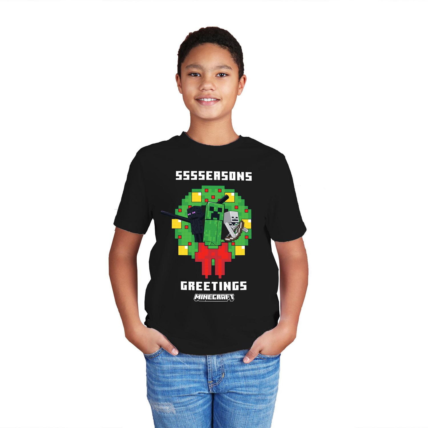 Minecraft Boys Holiday Mode Short Sleeve T-Shirt