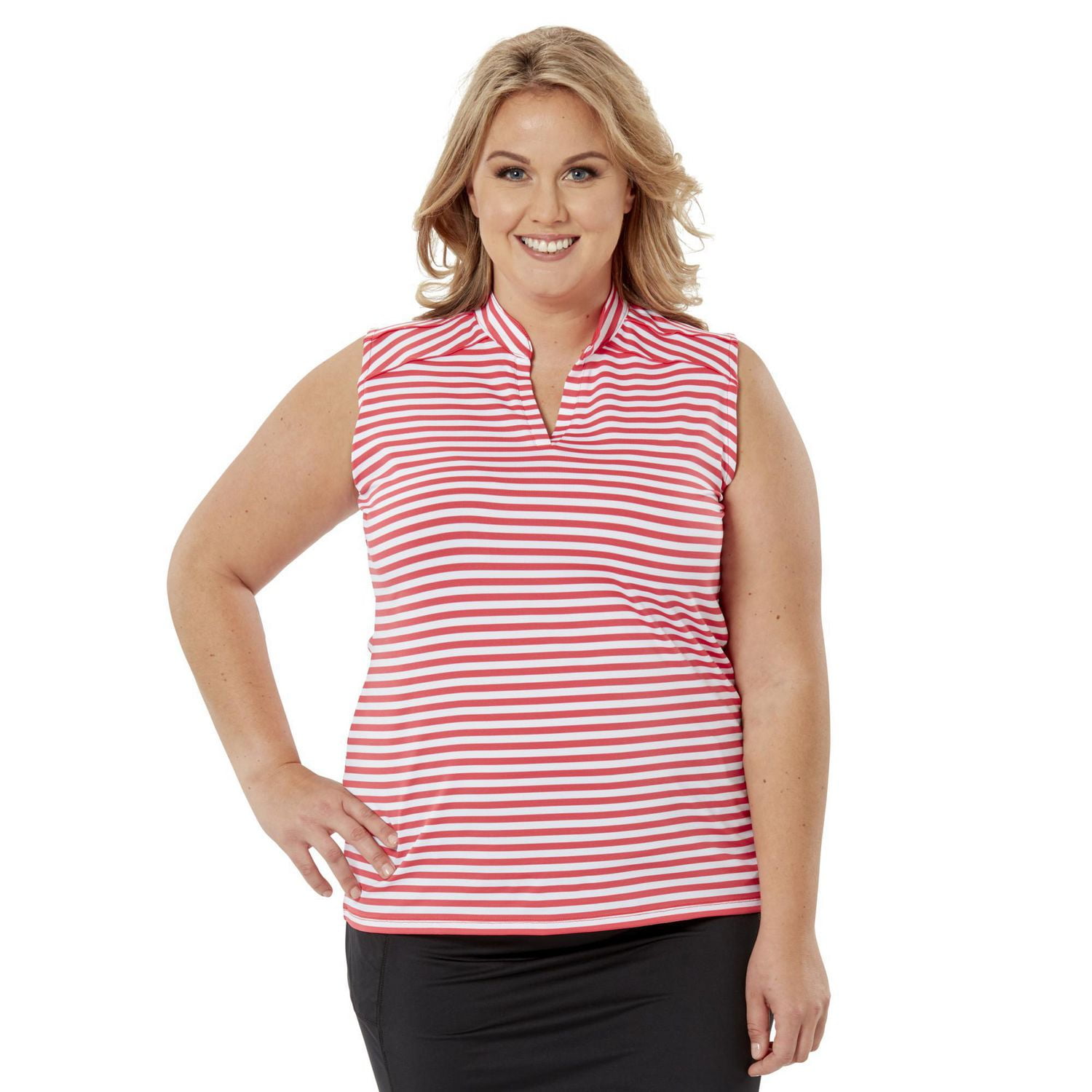 plus size women's sleeveless polo shirts