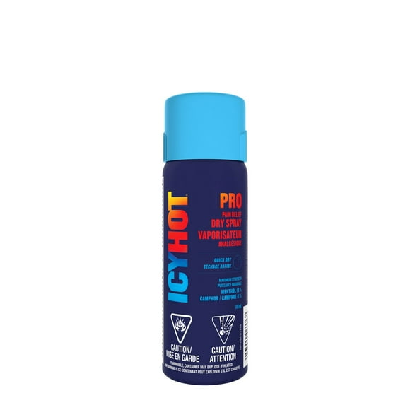 Icy Hot Pro Pain Relief Dry Spray, Fast-Acting Dry Spray for Minor Aches and Pains of Muscles and Joints Associated with Arthritis, Simple Backache, Strains and Sprains, Menthol 16%, Camphor 11%, 118ml