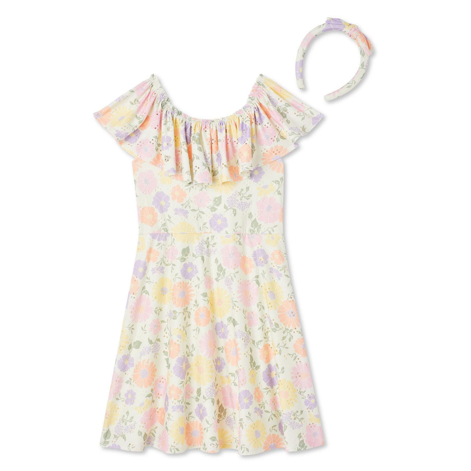 George Girls' Eyelet Dress 2-Piece Set