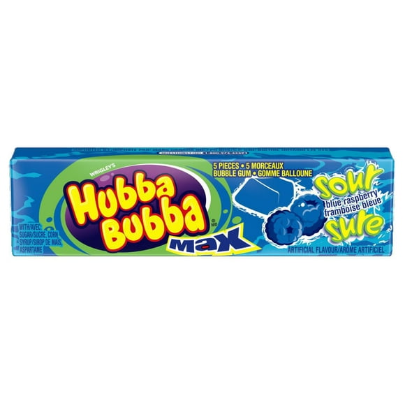 HUBBA BUBBA, Blue Raspberry Flavoured Bubble Gum, 5 Pieces, 1 Pack, 1 Pack, 5 Pieces