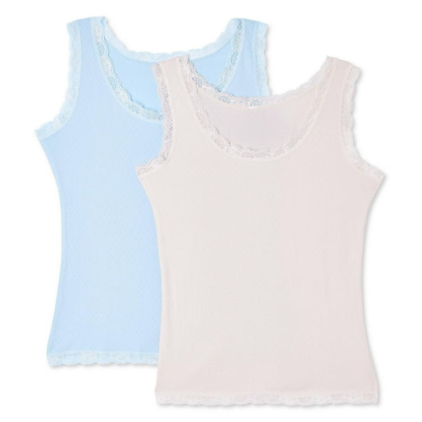 George Women's Lace Trim Cotton Camisole 2-Pack