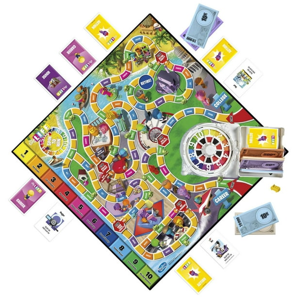 The Game of Life Game, Family Board Game for 2-4 Players, Indoor Game for  Kids Ages 8 and Up, Pegs Come in 6 Colors, Ages 8 and up 