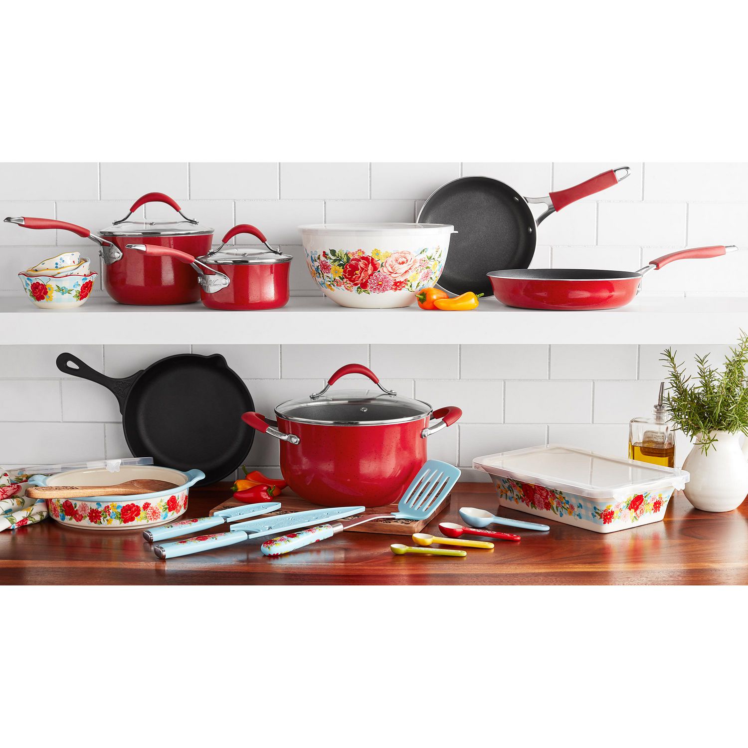 The Pioneer Woman Sweet Romance Aluminum 30-Piece Cookware