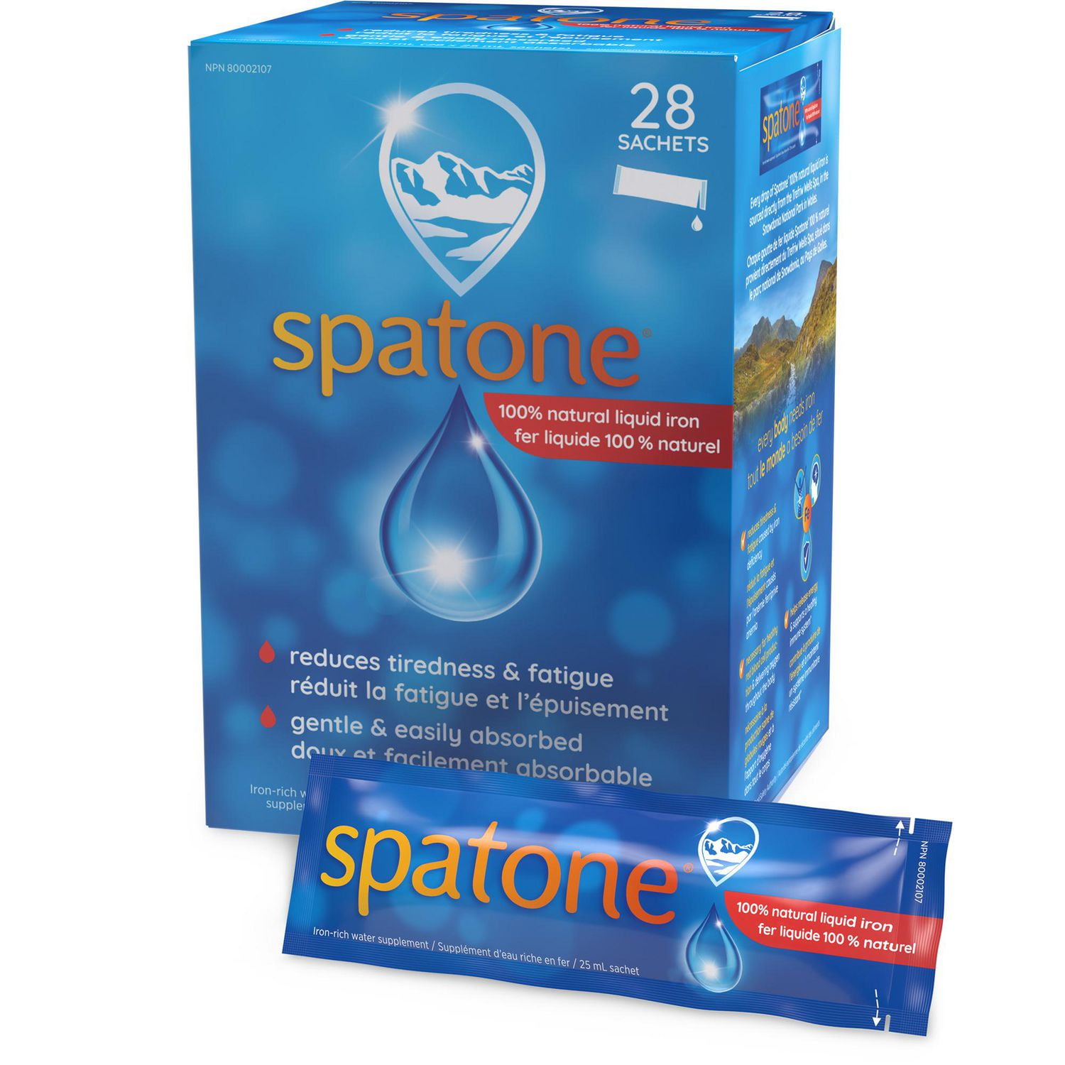 Spatone 100% Natural Liquid Iron Supplement, Original Flavour, Vegan, Reduces Tiredness & Fatigue, 28 Sachets x 25 mL, 700.0 ml