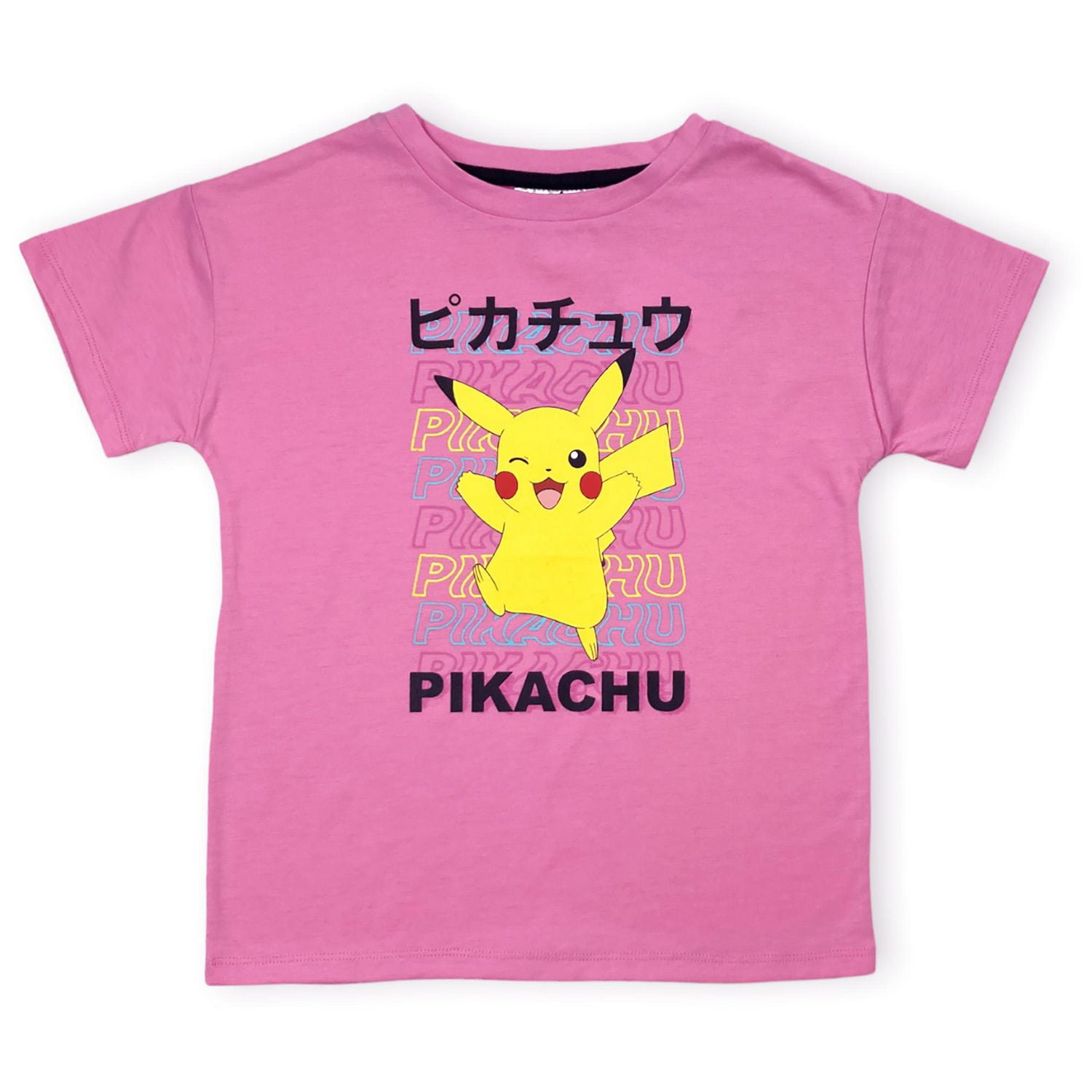Pokemon Girl's short sleeve T-Shirt. This girls fashion top has a relaxed, short sleeve drop shoulder look and